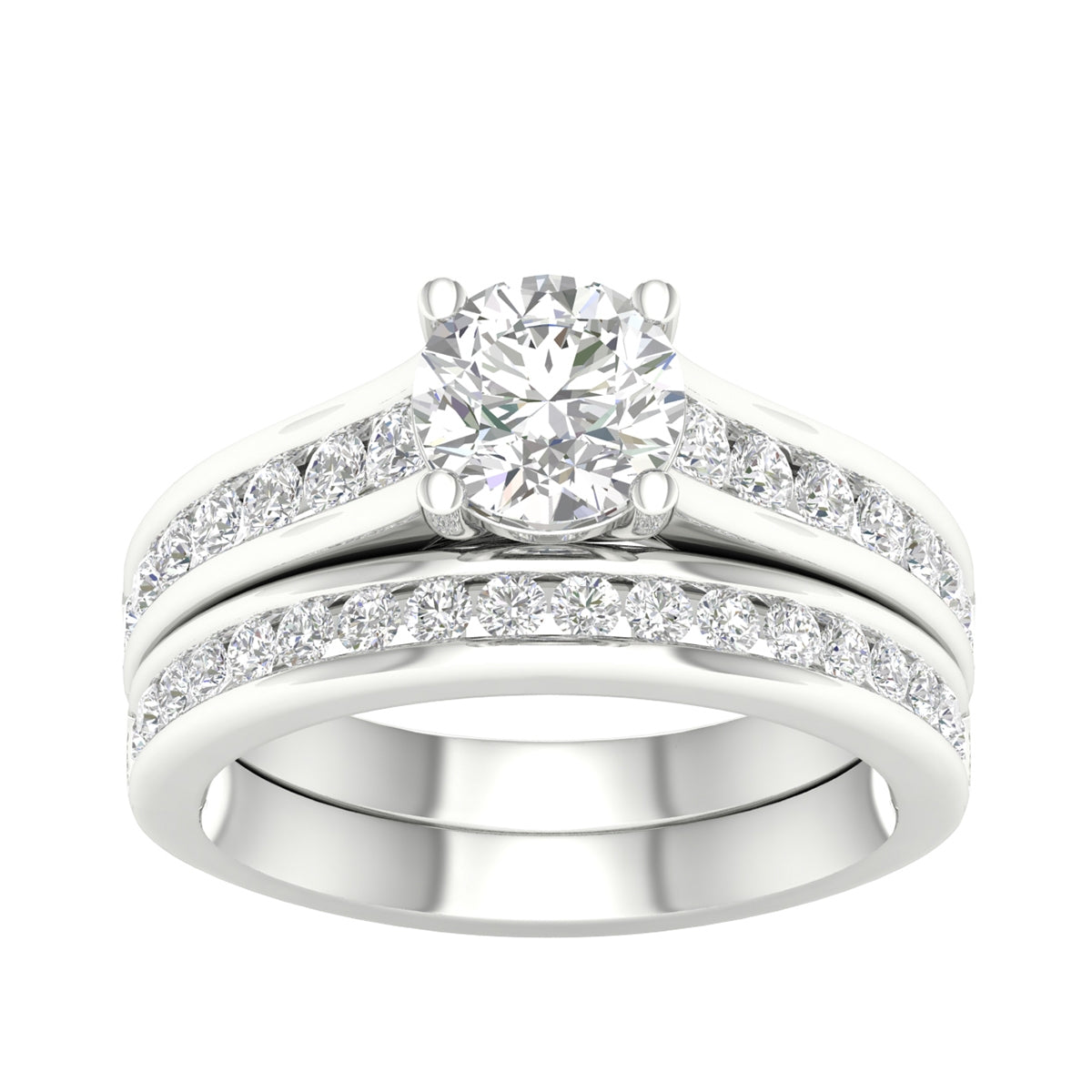 Adamante 2 ct. tw. Lab-Grown Round Brilliant Diamond Wedding Set in 14K White Gold (2)