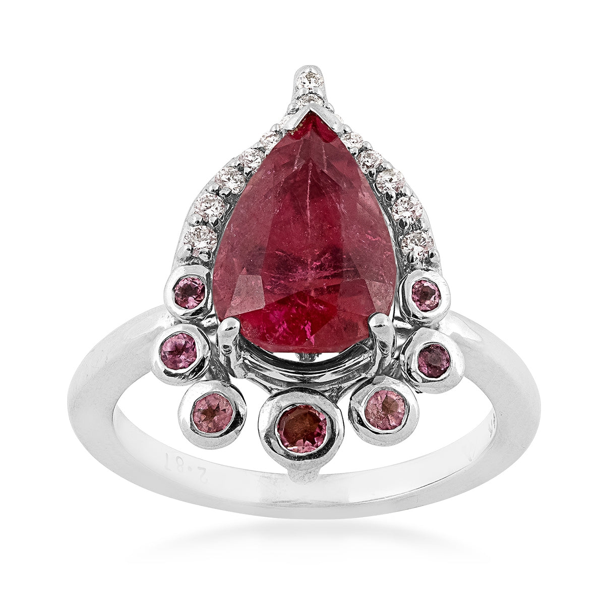 Pear Pink Tourmaline & 1/10 ct. tw. Diamond Halo Ring in 14K White Gold