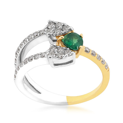 Pear Alexandrite & 7/8 ct. tw. Diamond Split Shank Ring in 14K White & Yellow Gold
