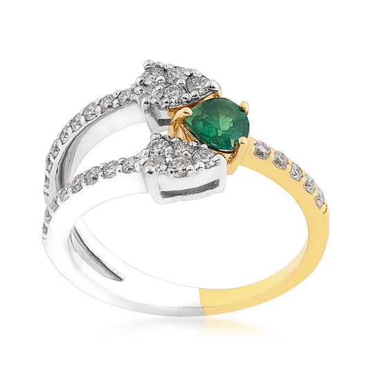 Pear Alexandrite & 7/8 ct. tw. Diamond Split Shank Ring in 14K White & Yellow Gold