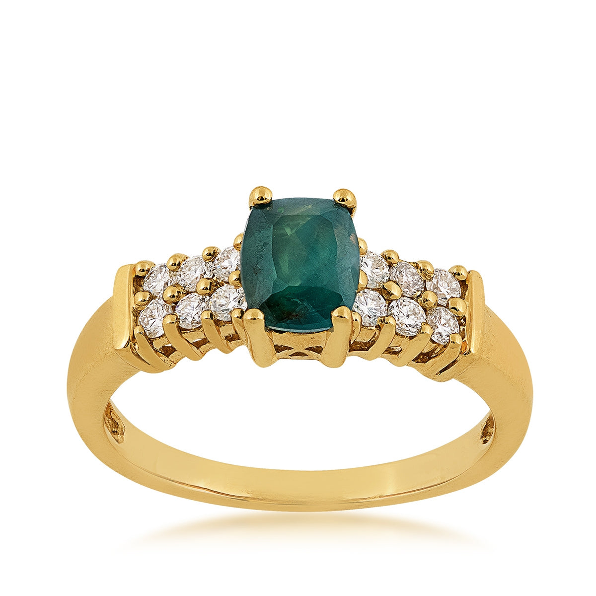 Cushion Alexandrite & 1/4 ct. tw. Diamond Ring in 14K Yellow Gold
