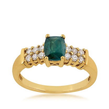 Cushion Alexandrite & 1/4 ct. tw. Diamond Ring in 14K Yellow Gold