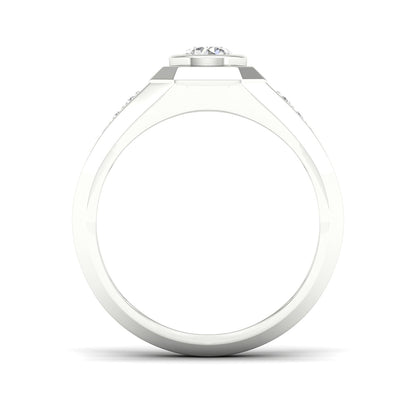 Adamante 3/4 ct. tw. Men's Lab-Grown Bezel Set Diamond Ring in 14K White Gold close-up detail
