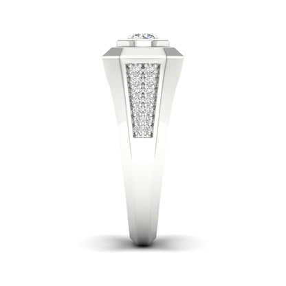 Adamante 3/4 ct. tw. Men's Lab-Grown Bezel Set Diamond Ring in 14K White Gold side profile