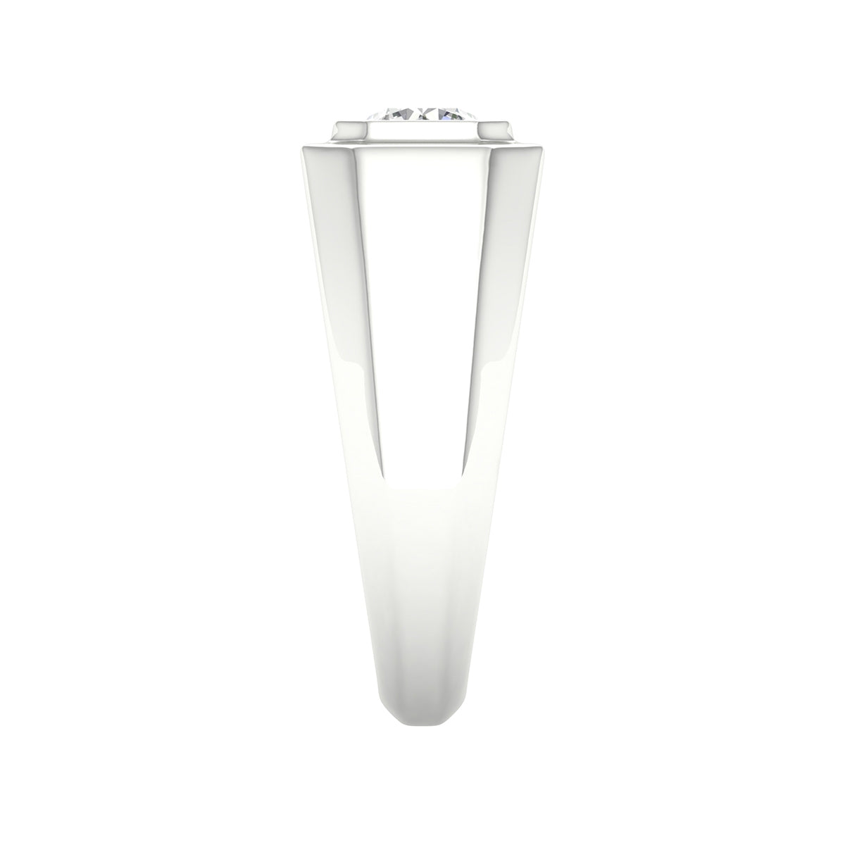 Adamante 1 ct. tw. Men's Lab-Grown Round Brilliant Diamond Solitaire Ring in 14K White Gold side profile