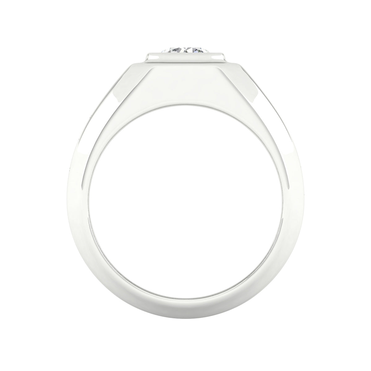Adamante 1 ct. tw. Men's Lab-Grown Round Brilliant Diamond Solitaire Ring in 14K White Gold close-up detail