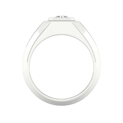 Adamante 1 ct. tw. Men's Lab-Grown Round Brilliant Diamond Solitaire Ring in 14K White Gold close-up detail