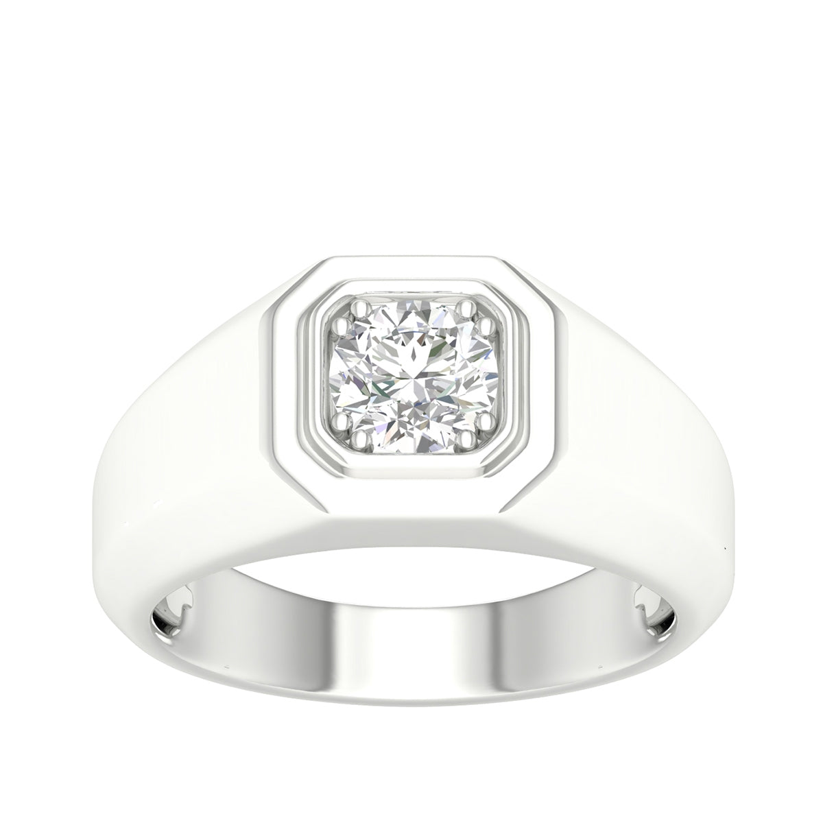 Adamante 1 ct. tw. Men's Lab-Grown Round Brilliant Diamond Solitaire Ring in 14K White Gold