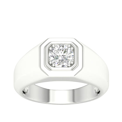 Adamante 1 ct. tw. Men's Lab-Grown Round Brilliant Diamond Solitaire Ring in 14K White Gold