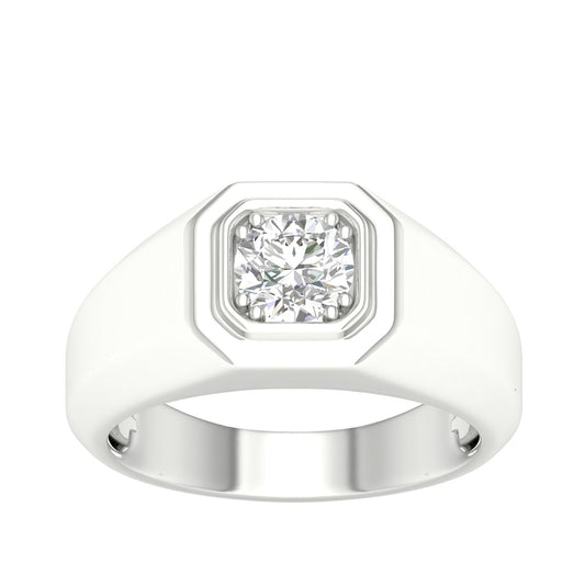Adamante 1 ct. tw. Men's Lab-Grown Round Brilliant Diamond Solitaire Ring in 14K White Gold