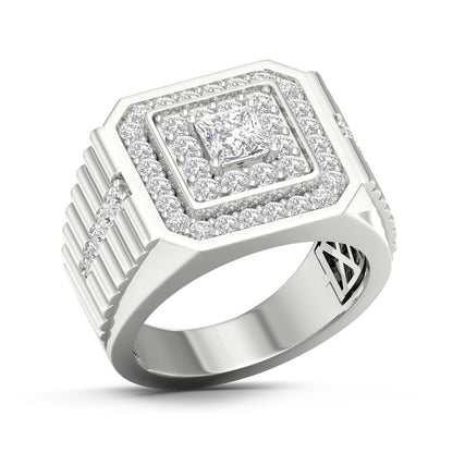 Adamante 2 ct. tw. Men's Lab-Grown Princess Cut Diamond Ring in 14K White Gold front view