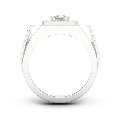 Adamante 2 ct. tw. Men's Lab-Grown Princess Cut Diamond Ring in 14K White Gold close-up detail