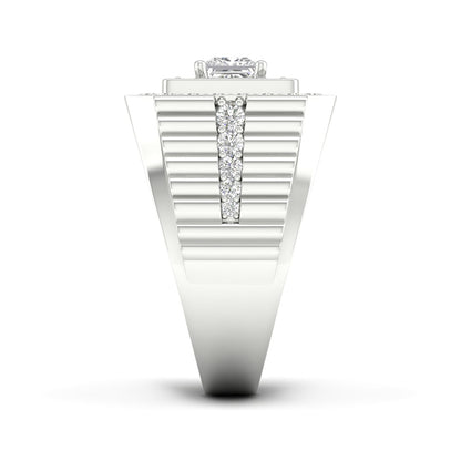Adamante 2 ct. tw. Men's Lab-Grown Princess Cut Diamond Ring in 14K White Gold side profile