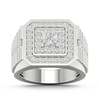 Adamante 2 ct. tw. Men's Lab-Grown Princess Cut Diamond Ring in 14K White Gold