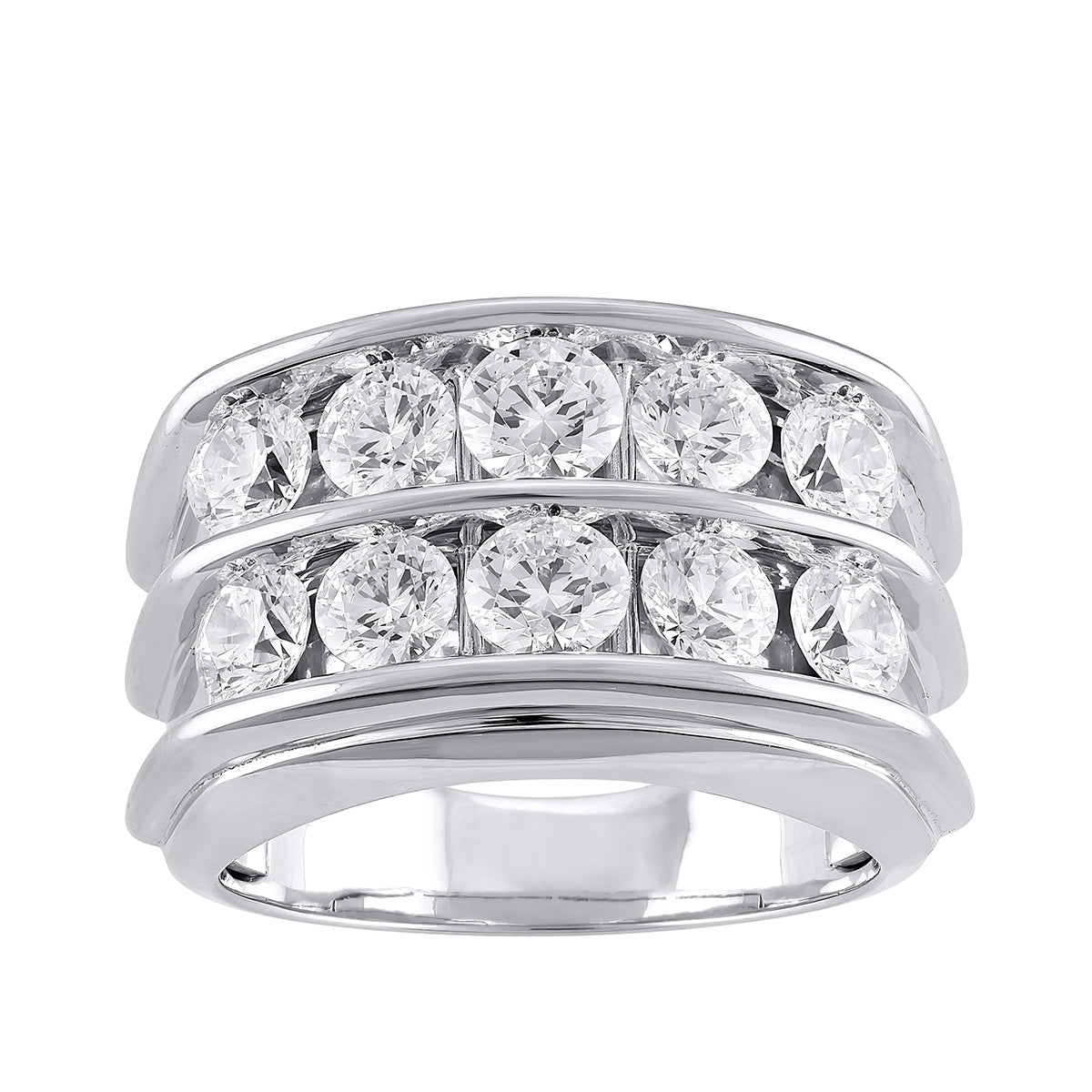 Adamante 4-1/5 ct. tw. Men's Lab-Grown Diamond Double Row Ring in 14K White Gold