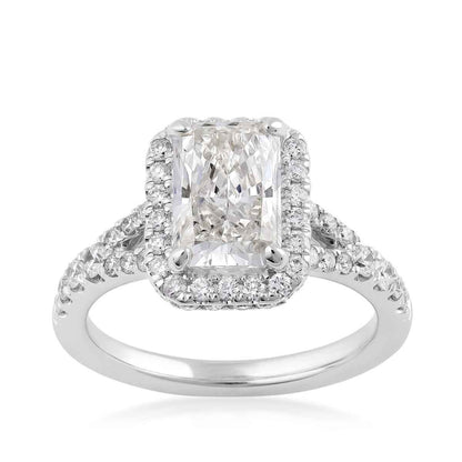 Adamante 2-7/8 ct. tw. Lab-Grown Radiant Cut Diamond Halo Split Shank Engagement Ring in 14K White Gold