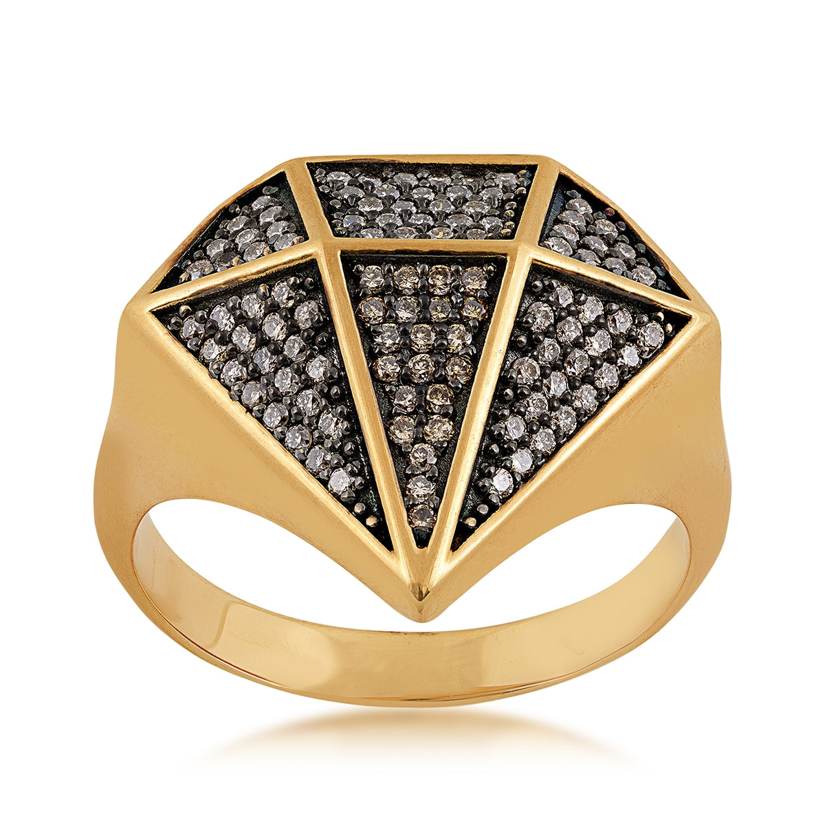 Men's 5/8 ct. tw. Treated Cognac Diamond Diamond-Shaped Pave Ring in 14K Yellow Gold