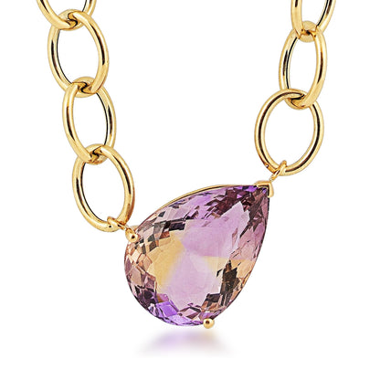 Pear Ametrine Necklace in 14K Yellow Gold