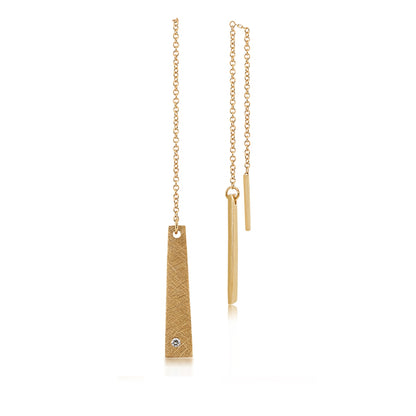 Diamond Accent Threader Dangle Earrings in 14K Yellow Gold