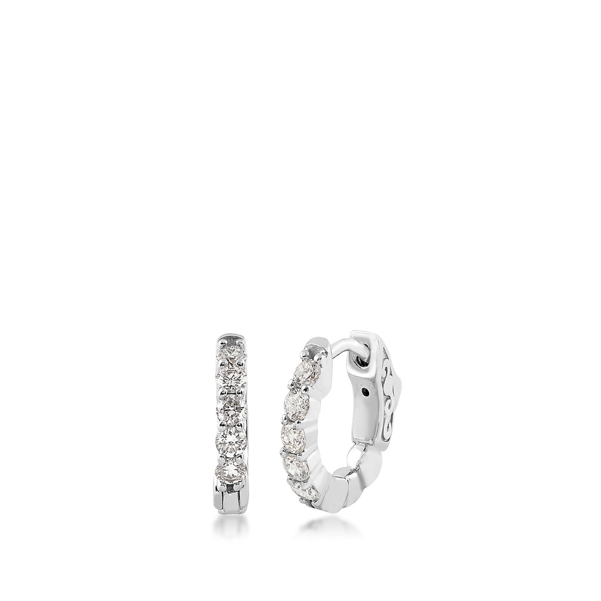 1/2 ct. tw. Round 5-Stone Diamond Huggie Hoop Earrings in 14K White Gold