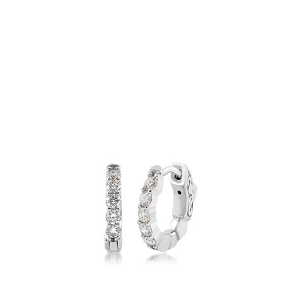 1/2 ct. tw. Round 5-Stone Diamond Huggie Hoop Earrings in 14K White Gold