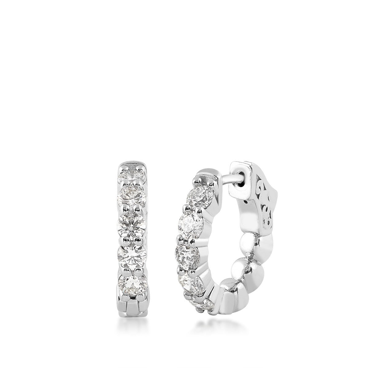 1 ct. tw. Round 5-Stone Diamond Huggie Hoop Earrings in 14K White Gold