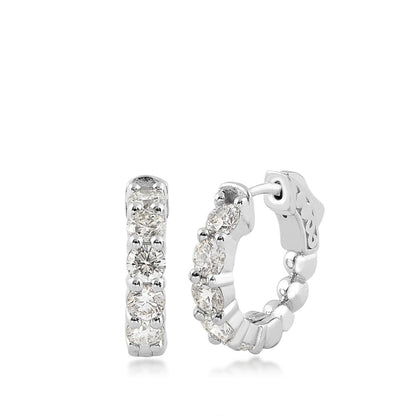 1-1/2 ct. tw. Round 5-Stone Diamond Huggie Hoop Earrings in 14K White Gold