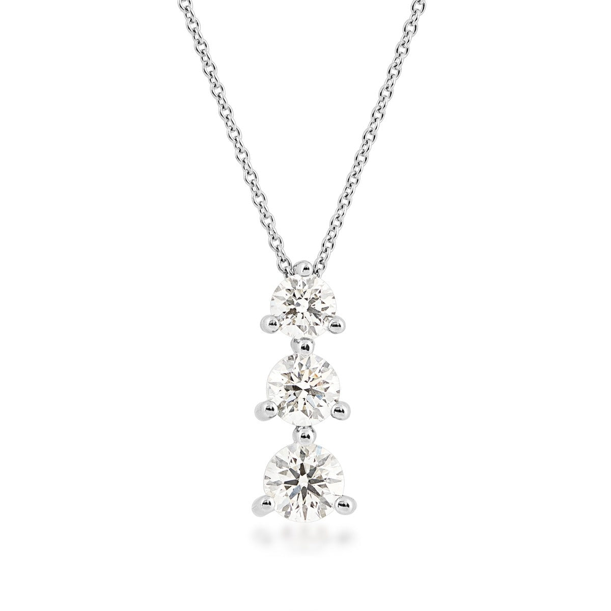 3/4 ct. tw. Round 3-Stone Diamond Pendant in 14K White Gold