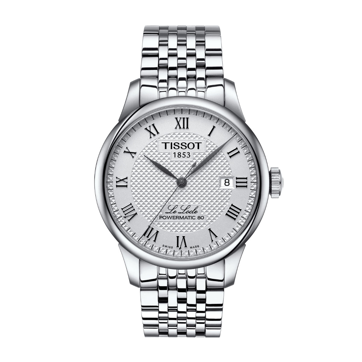 Tissot Men's Le Locle Powermatic 80 Stainless Steel Watch with Silver Dial
