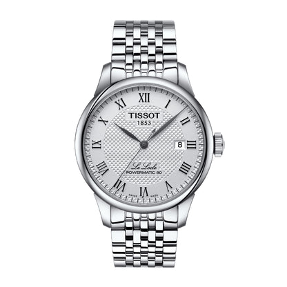 Tissot Men's Le Locle Powermatic 80 Stainless Steel Watch with Silver Dial