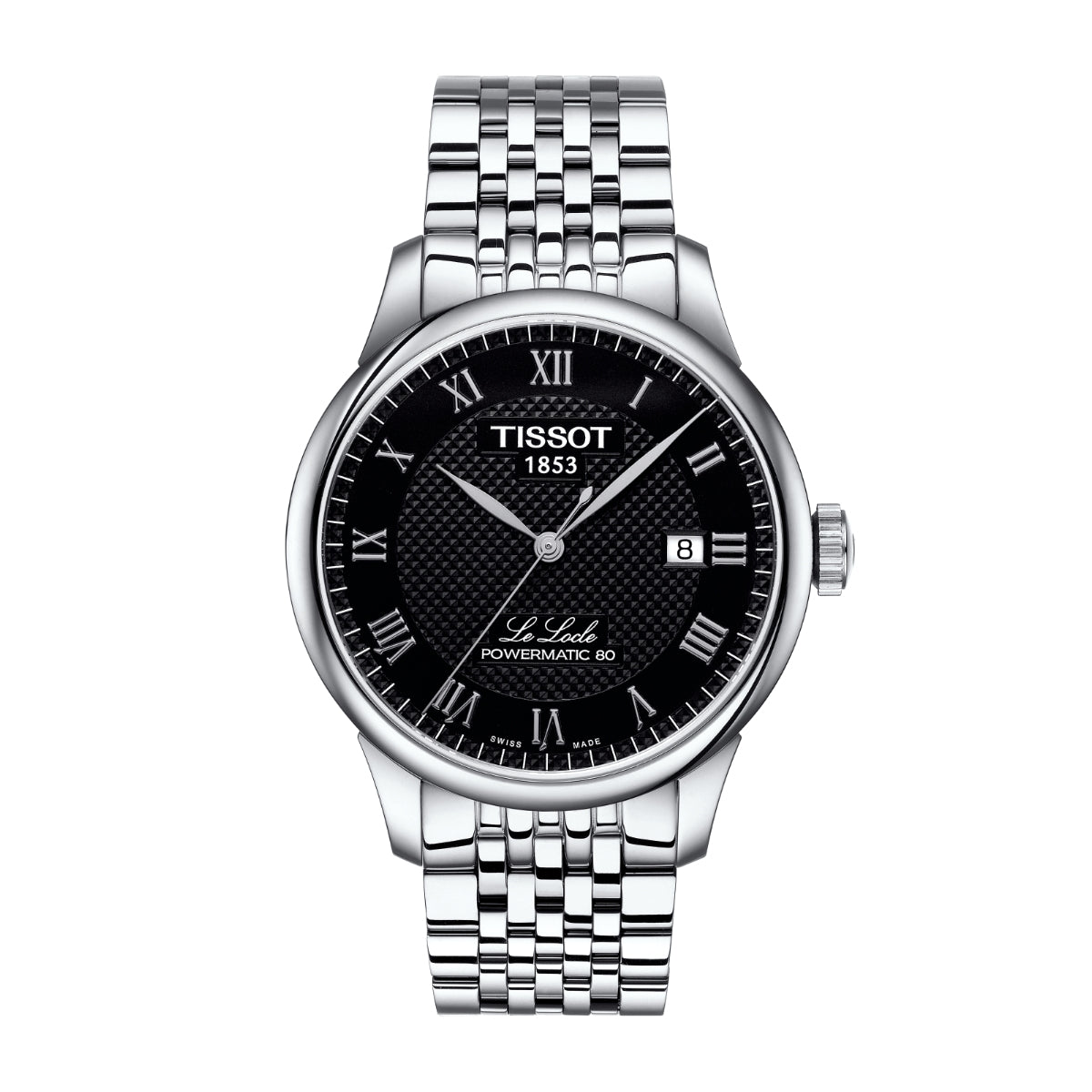 Tissot Men's Le Locle Powermatic 80 Stainless Steel Watch with Black Dial