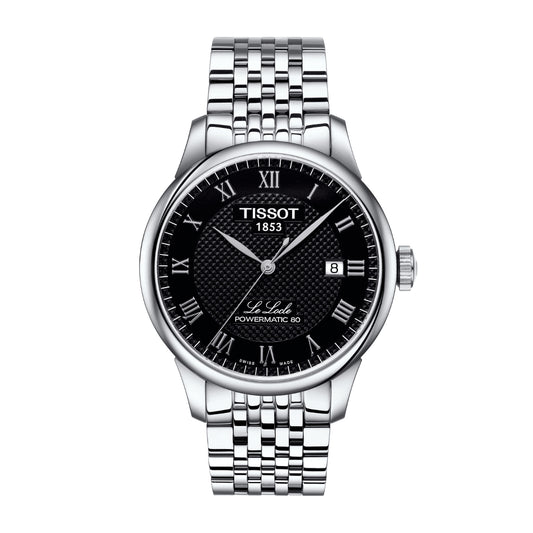 Tissot Men's Le Locle Powermatic 80 Stainless Steel Watch with Black Dial