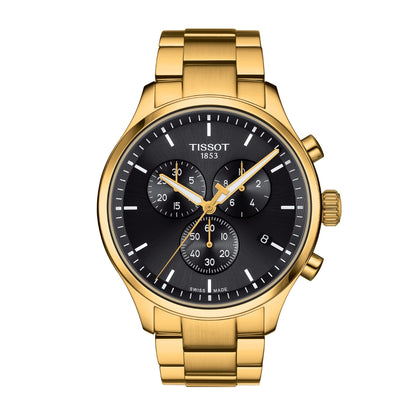 Tissot Men's Chrono XL Classic Gold-Tone Stainless Steel Watch with Black Dial