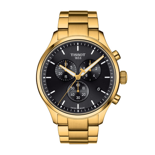 Tissot Men's Chrono XL Classic Gold-Tone Stainless Steel Watch with Black Dial