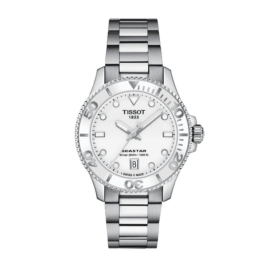 Tissot Seastar 1000 Stainless Steel Watch with White Dial
