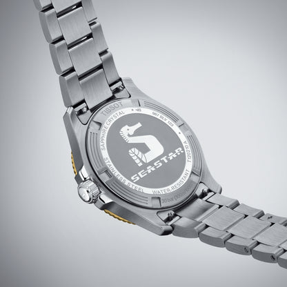 Tissot Seastar 1000 Stainless Steel Watch with Black & Gold-Tone Dial front view