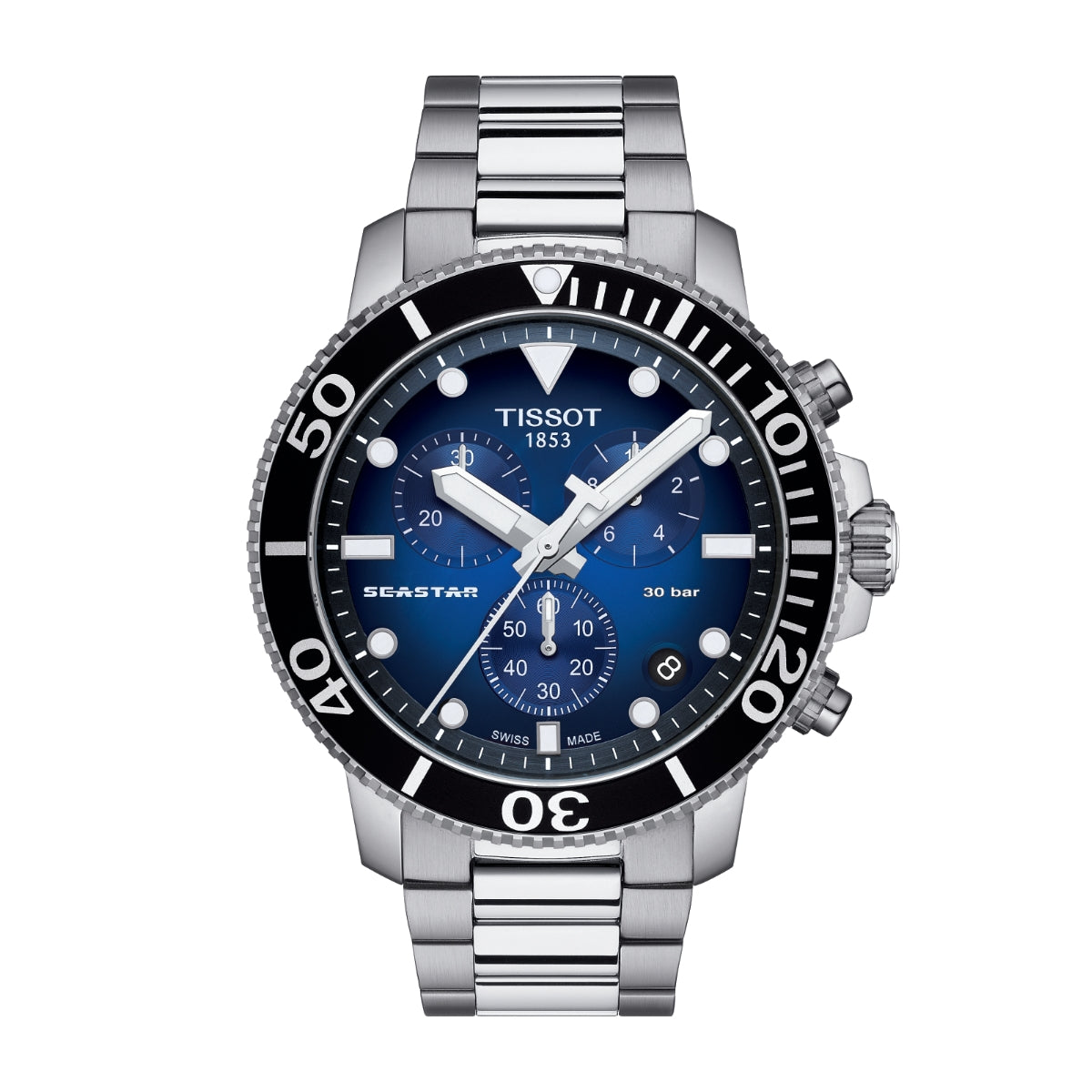 Tissot Men's Seastar 1000 Stainless Steel Watch with Blue Dial