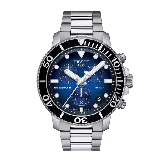 Tissot Men's Seastar 1000 Stainless Steel Watch with Blue Dial