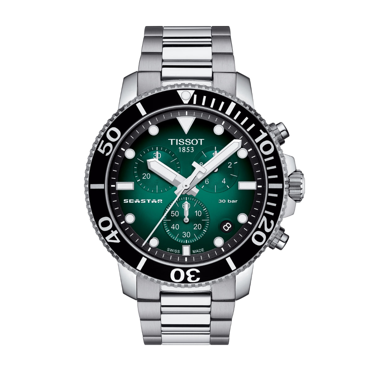 Tissot Men's Seastar 1000 Stainless Steel Watch with Green Dial