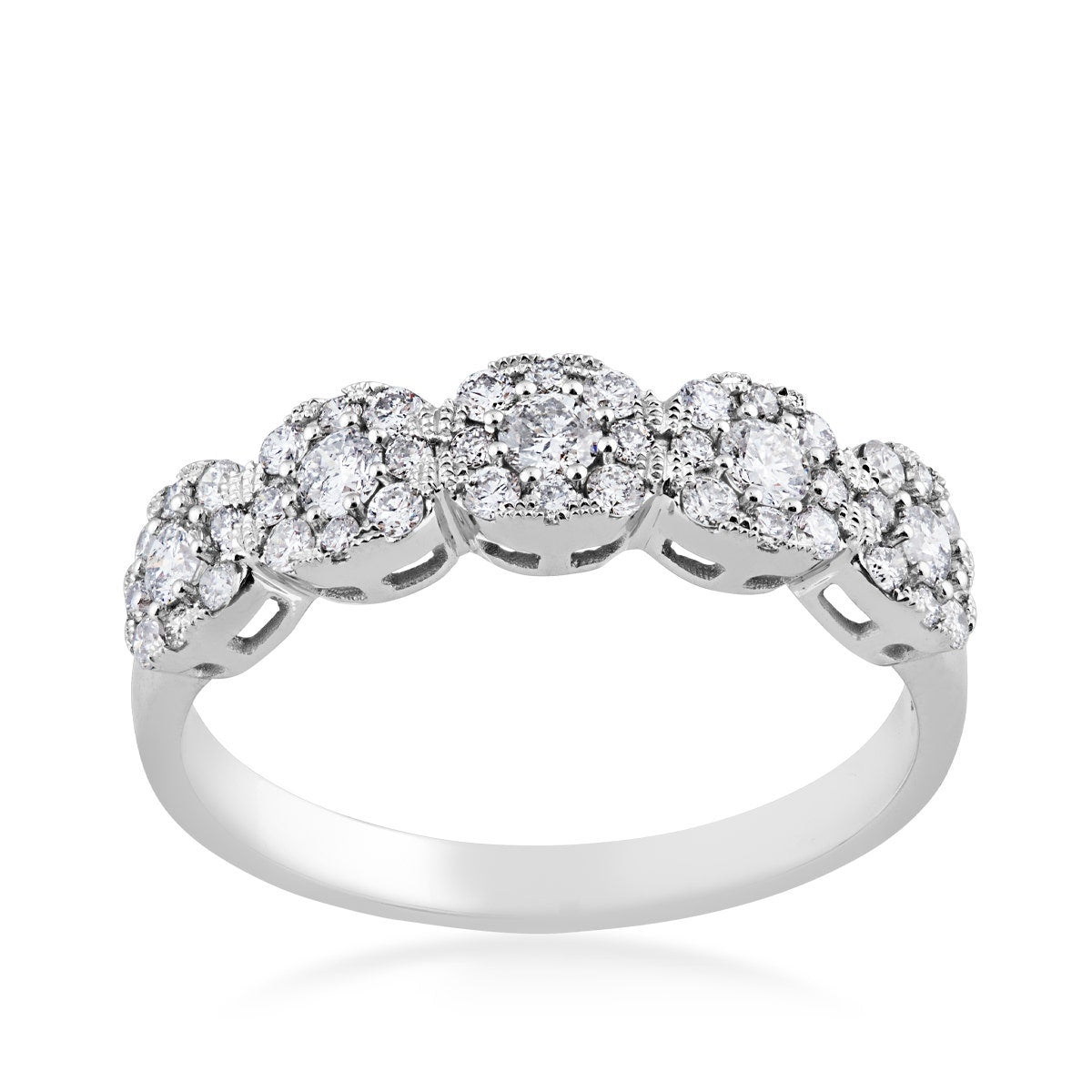 5/8 ct. tw. 5-Stone Diamond Halo Anniversary Ring in 10K White Gold