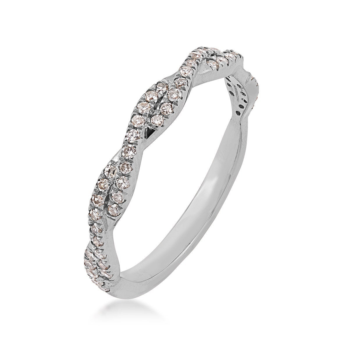 Perfect Match 1/4 ct. tw. Diamond Twist Stackable Anniversary Ring in 10K White Gold front view