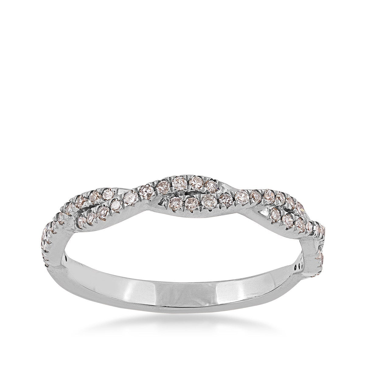 Perfect Match 1/4 ct. tw. Diamond Twist Stackable Anniversary Ring in 10K White Gold