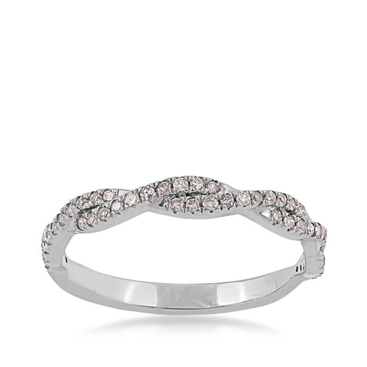 Perfect Match 1/4 ct. tw. Diamond Twist Stackable Anniversary Ring in 10K White Gold