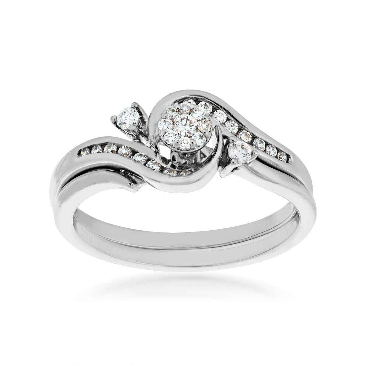 True Promise 1/4 ct. tw. Diamond Cluster Wedding Set in 10K White Gold