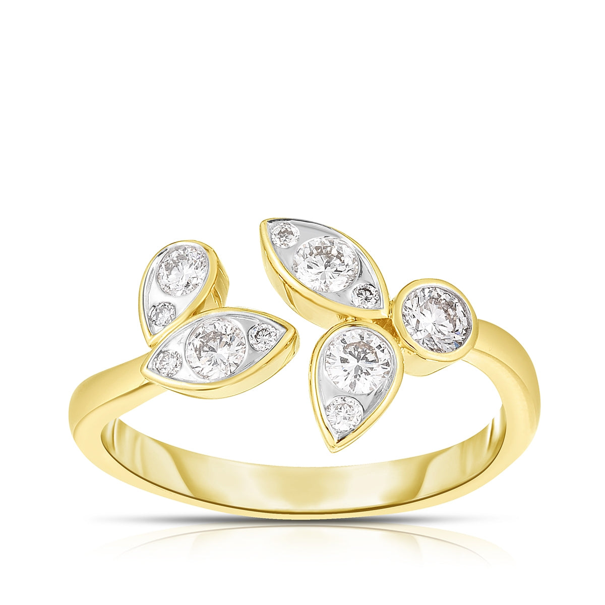 3/8 ct. tw. Diamond Floral Open Ring in 14K Yellow Gold