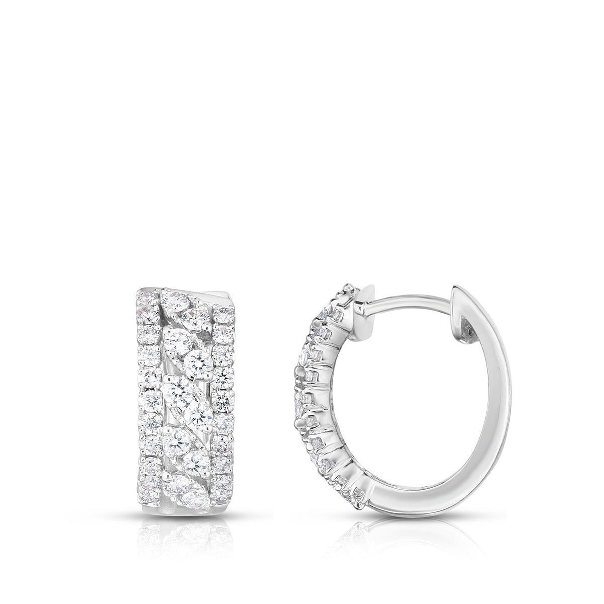5/8 ct. tw. Diamond Multirow Hoop Earrings in 14K White Gold
