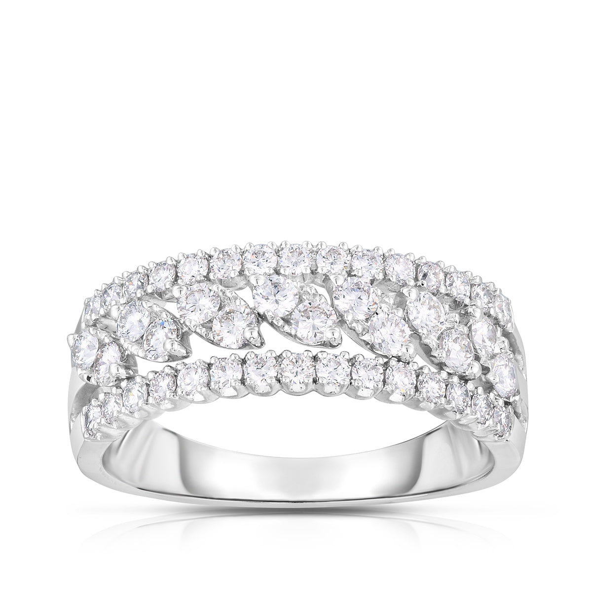 3/4 ct. tw. Diamond Multirow Ring in 14K White Gold