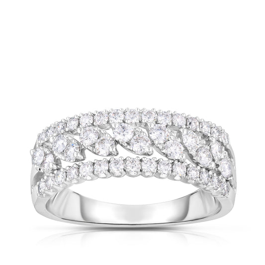 3/4 ct. tw. Diamond Multirow Ring in 14K White Gold