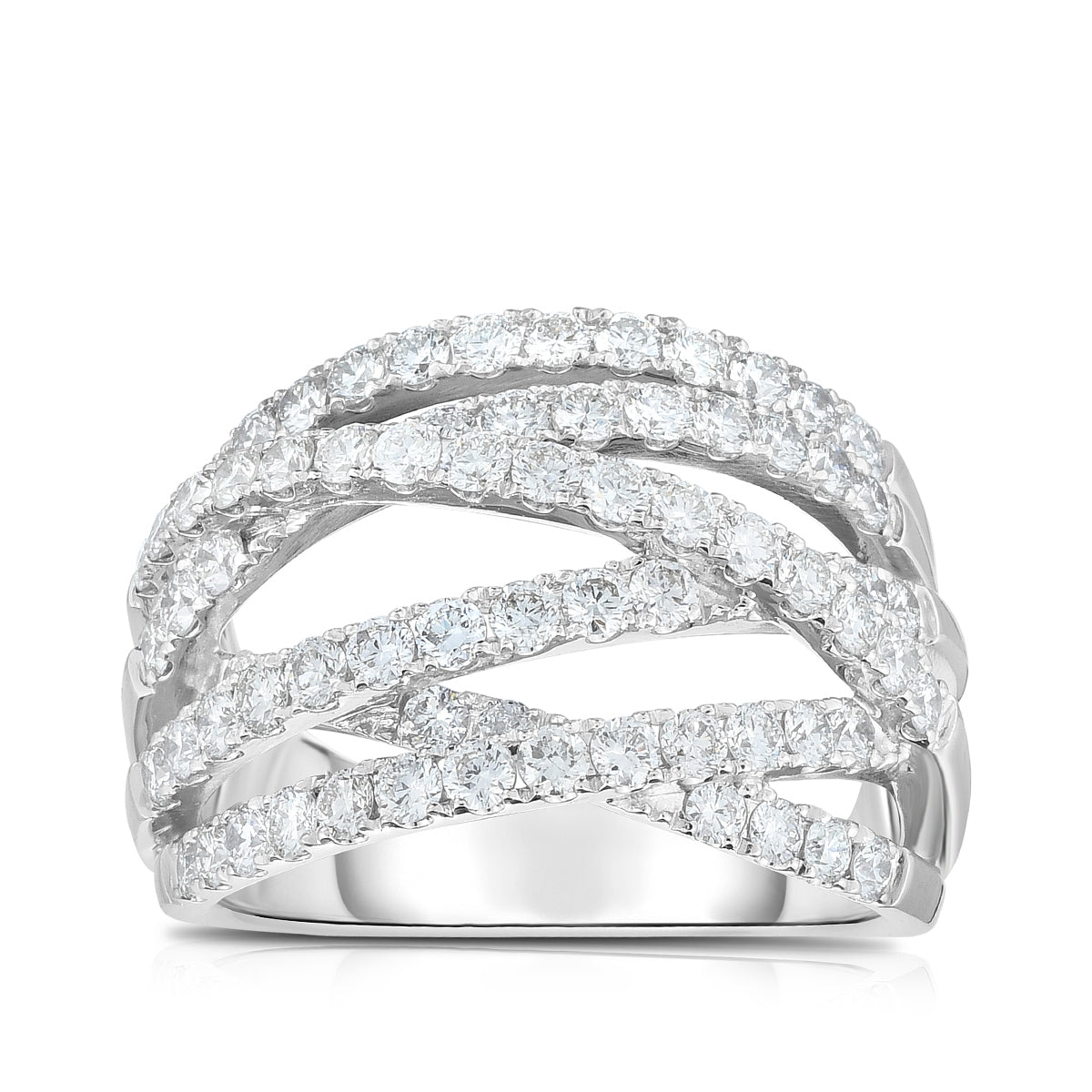 1-1/3 ct. tw. Diamond Multirow Crossover Ring in 14K White Gold