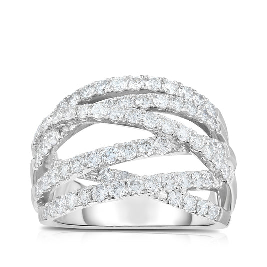 1-1/3 ct. tw. Diamond Multirow Crossover Ring in 14K White Gold